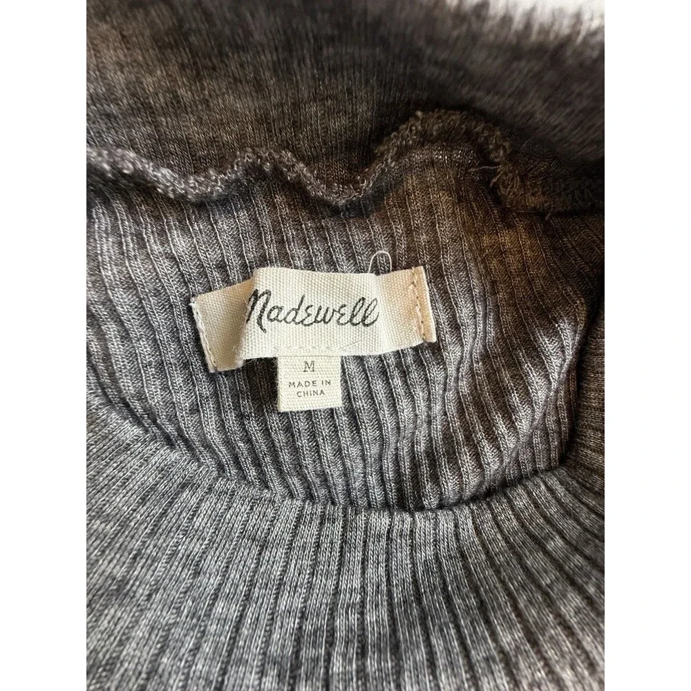 Madewell Ribbed Midi Dress Medium Heathered Gray Laine Wool Blend